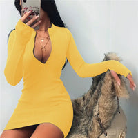 Sexy Long Sve Wrap around Zipper Neline Dr Street Sle High Waist Thiened Autumn Winter New Arrival Women's Dr