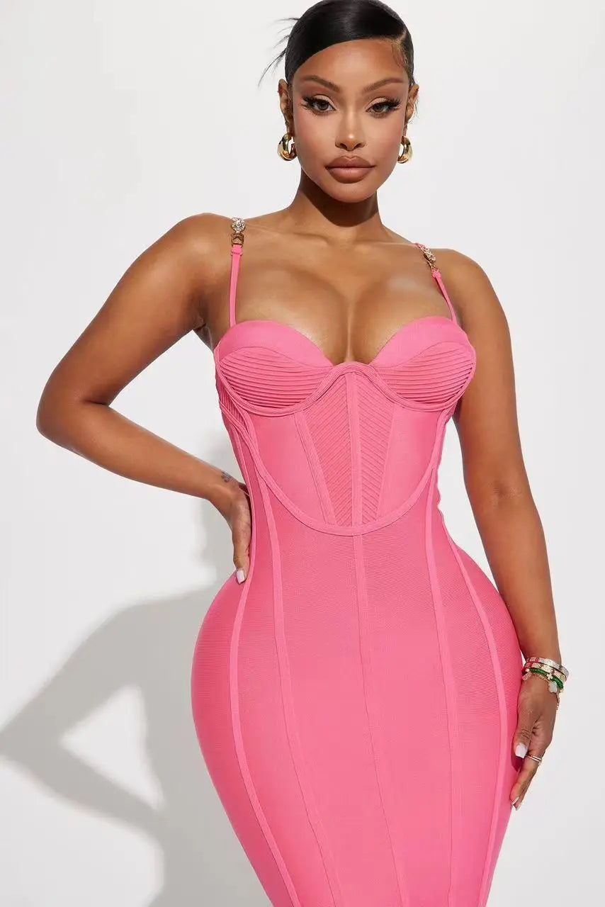 blue dress for baby girl Sexy bright pink low cut suspender tight birthday party homecoming dre –  PreppyDress