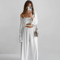 Spring new 2025 underwear, trousers, long-sleeved three-piece pajamas, fashionable and comfortable Modal loungewear women's