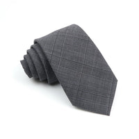Mens Ties 7cm Classic Wool Handmade Skinny Grey Plaid Neckties Striped Narrow Collar Slim Cashmere Casual Tie Accessories Gift