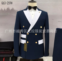 2023 Double-breasted Six-button Two-piece Full Men's Suit