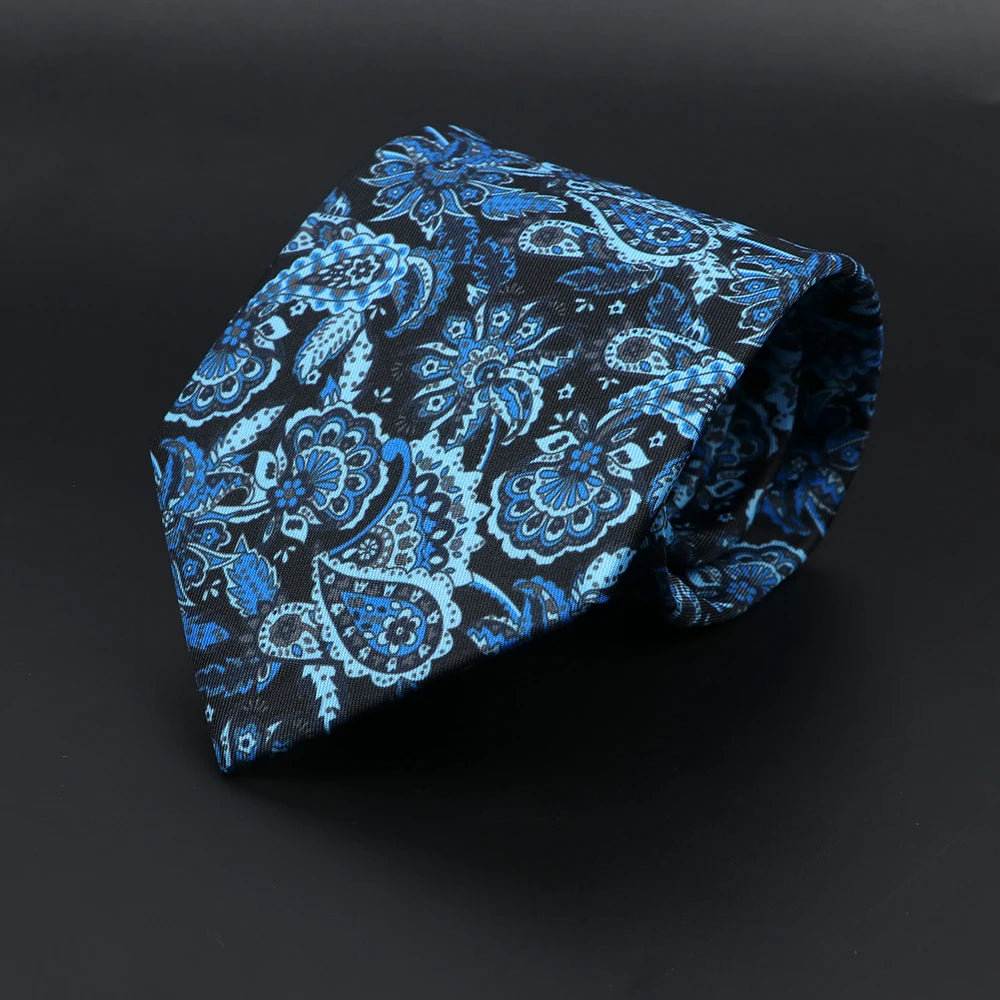 Vintage Men's Tie Geometry Paisley Khaki Blue Necktie Soft Chic Bohemian Print 9cm Ties For Men Wedding Business Daily Accessory