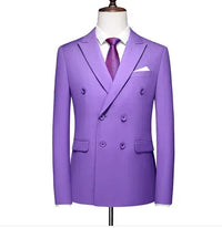 Men's Blue Double Breasted Formal Suit Jacket, Business Office Blazer, Masculino Wedding Party Dress Coat,  Slim Man Tuxedo