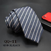 Mens Ties 6cm Classic Cotton Handmade Skinny Neck Ties for Men Striped Narrow Collar Slim Cashmere Tie Casual Plaid Tie For Man