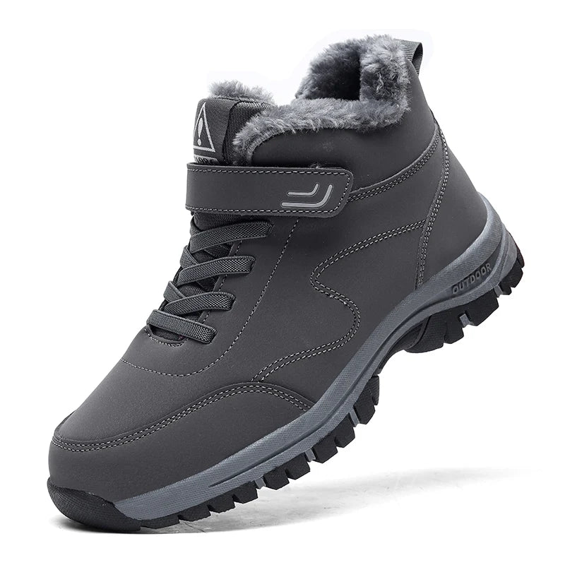 New Winter Boots for Men Waterproof PU Leather Warm Snow Ankle Boots Outdoor Warm plush Non-slip Work High-top Casual Shoes