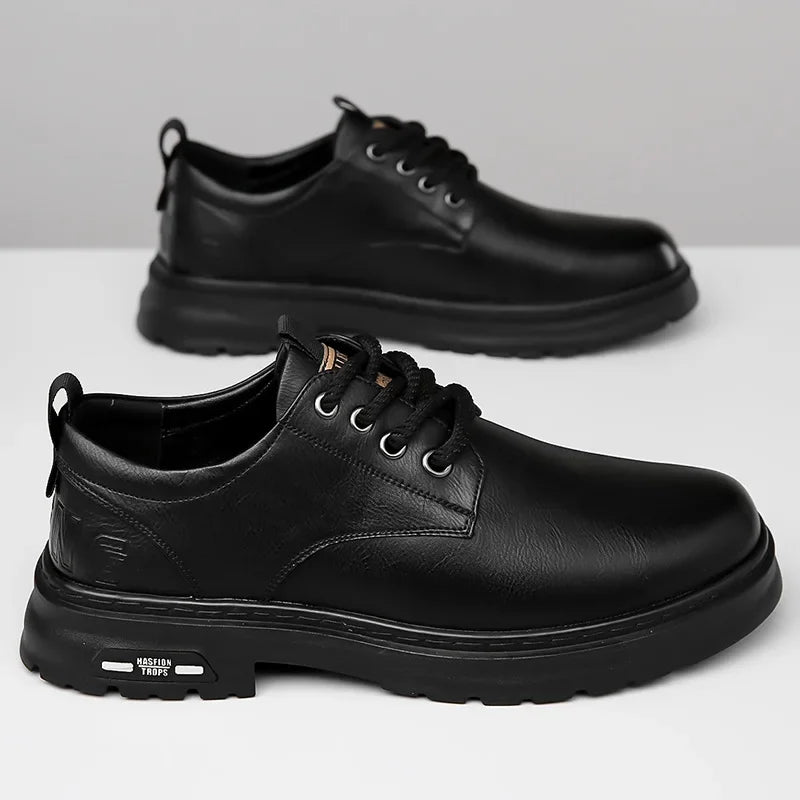 Men's Casual Leather Shoes Designer Trendy All-match Platform Shoes  Men's Business Breathable Leather Shoes Zapatos De Hombre