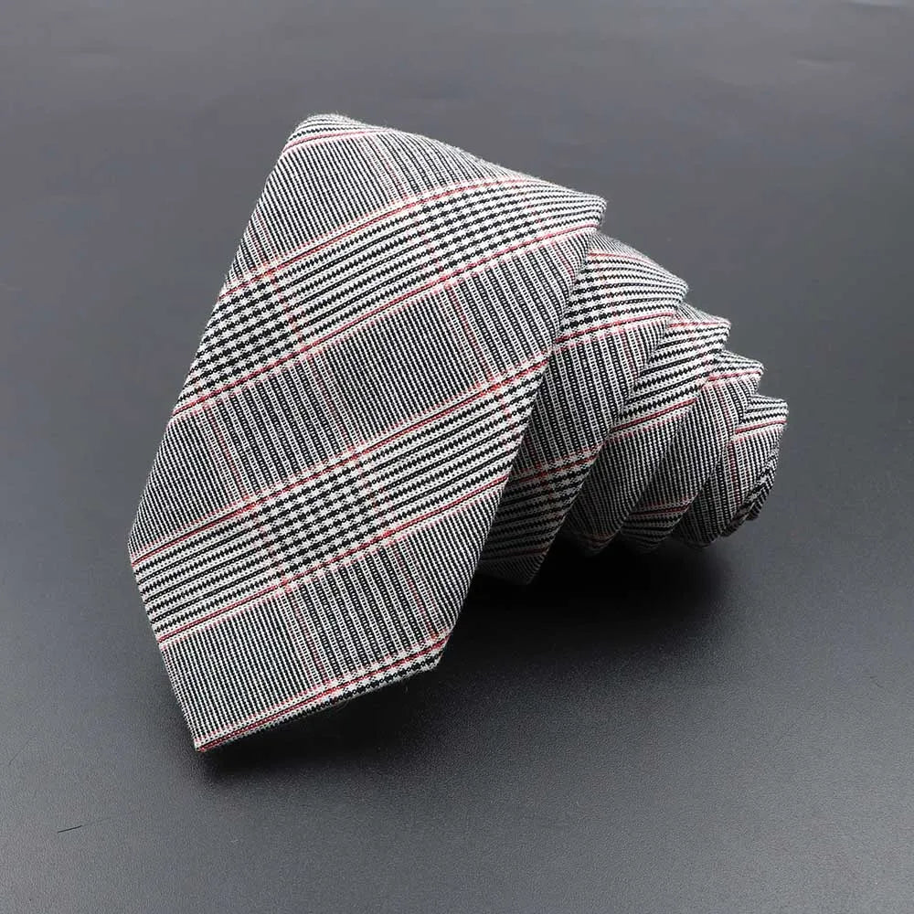 High Quality Plaid Striped Cotton Handmade Tie Men Necktie Narrow Collar Slim Casual Ties Business Party Suit Accessories Gift