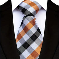 Luxury 8CM Mens Ties Plaid Checks Stripes Classic Business Necktie Jacquard Woven Neck ties For Men Groom Wedding Party Neckwear