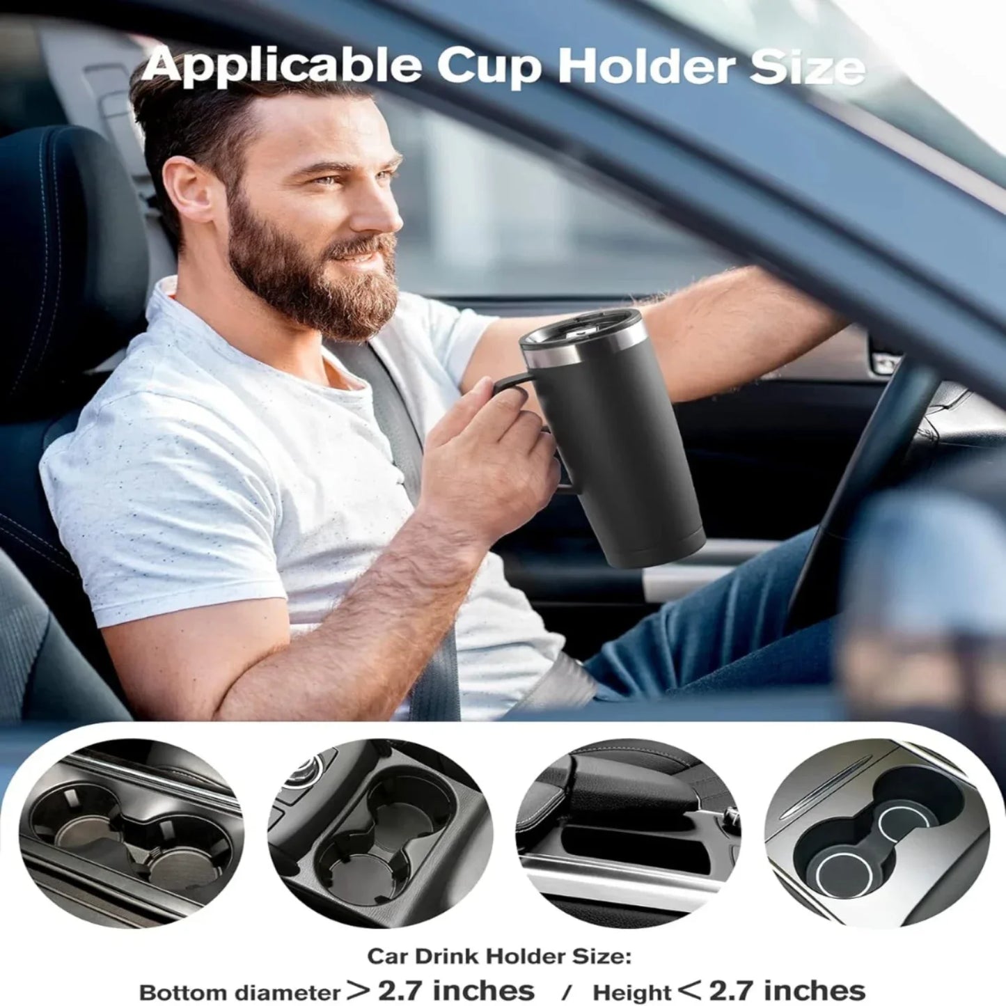 24oz Stainless Steel Insulated Cup Vacuum Thermal Mug Tumbler Coffee Mug Beer Cup with Handle Double Wall Office Vacuum Flasks