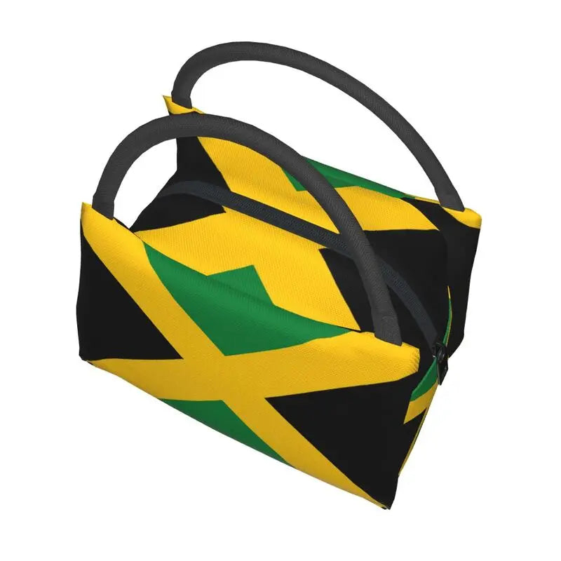 Jamaican Flag Thermal Insulated Lunch Bag Women Patriotism Resuable Lunch Tote for Office Outdoor Storage Meal Food Box