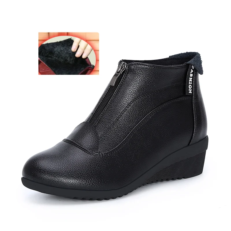Winter Boots Women 2020 Women Snow Boots Wedge Heels Winter Shoes Women Warm Fur Casual Shoes Zip Women's Shoes Botas Mujer