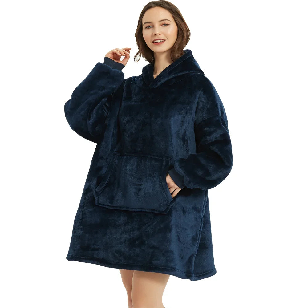 Winter Wearable Blankets Soft Warm Blanket Hoodie Sweatshirt Women Men Pullover Fleece Oversized Giant TV Blankets