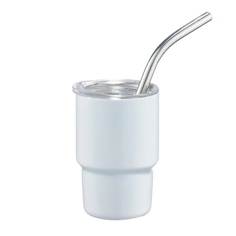 Stainless Steel Car Cup Double Wall Insulated Travel Mug Mini Tumblers with Straw & Lid Portable Coffee Cup Drinkware