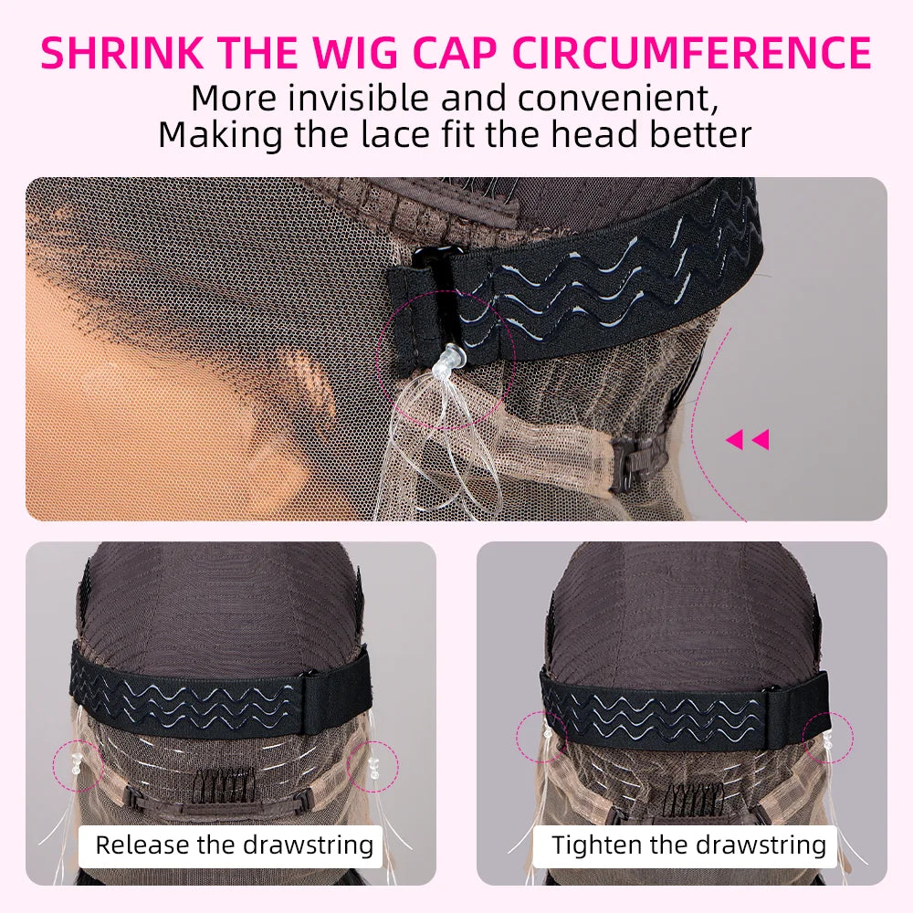 Invisi Strap 360 Glueless Full Lace Front Wigs Human Hair HD Straight 13x4 Lace Frontal Wig Pre Plucked Drawstring Wig for Women