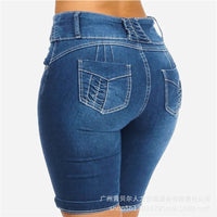 Twist Detail High Waist Buttoned Denim Shorts Women Sexy Fashion Casual Denim Jeans Shorts Pants Slim Skinny