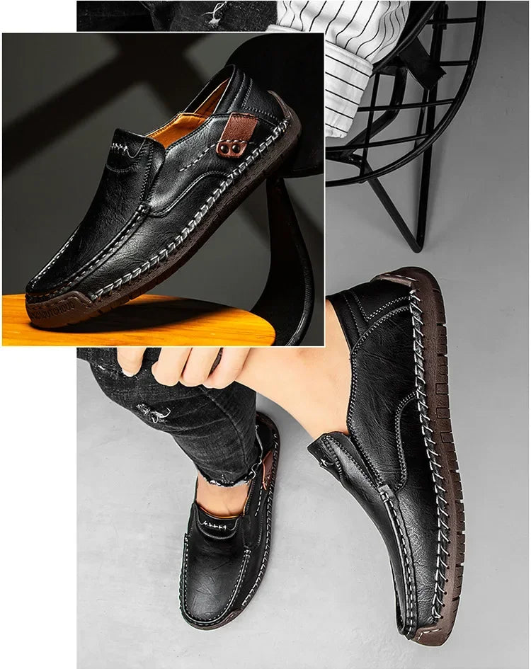 Mens Loafers Breathable Slip on Italian Driving Shoes Chaussure Homme Genuine Leather Men Handmade Casual Shoes