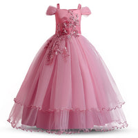 Summer Long Dresses For Girls Floral Beauty Pageant Princess Dress Wedding Party Children Bridesmaids Costume Tutu Dress 6-14Y