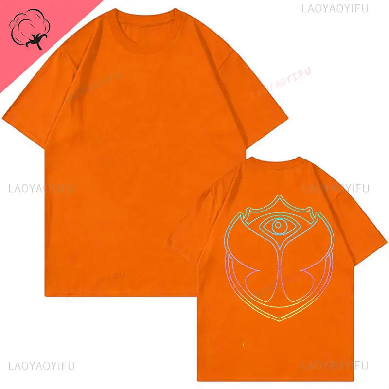 2025 Tomorrowlands Music EDC Electric Syllabic Wear Around The Disco Clothes Pure Cotton Man Women T-shirt Round Collar Tops