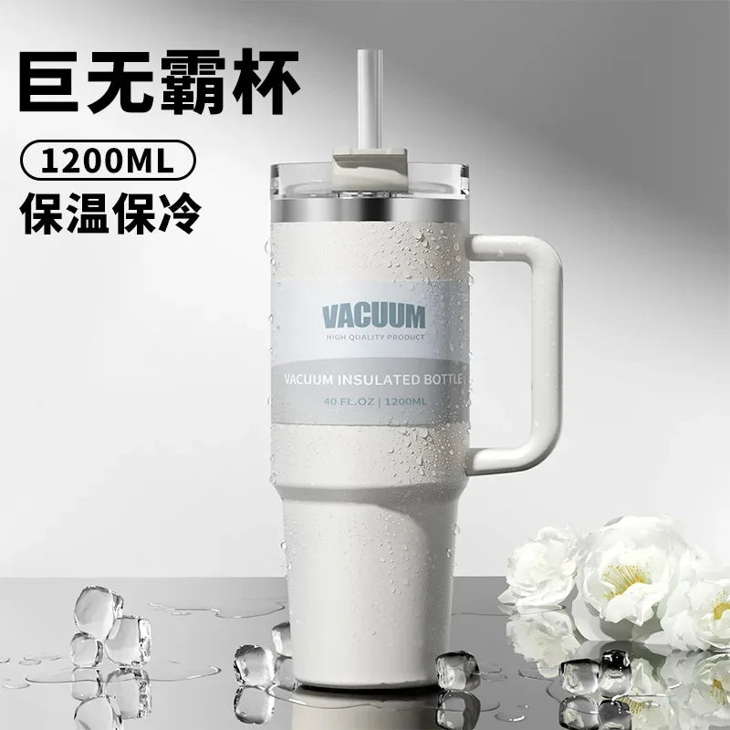 40oz car cup, 304 stainless steel straw insulated cup, ice cream cup, car water cup