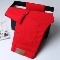 New High Quality Men's Trend Yellow Red White Jeans 2024 Spring Autumn Male High Waist Casual Pants Classic Brand Denim Trousers