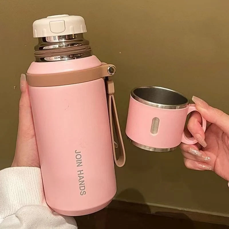 JUSTINLAU Spot Goods 600/800ML Thermos Cup Vacuum Flasks with Tea Strainer Stainless Steel Portable Travel Thermal Water Bottles