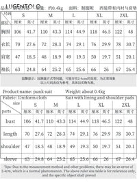 Men Gothic Blazer Double-breasted Korean Punk Small Suits New Casual Jacket Fashion Slim Gentleman Party Solid 2024 Clothing