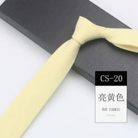 Classic 6cm Solid Navy Brown Neckties For Men Narrow Soft Cotton Neck Ties Casual White Tie Club Party Shirt Accessories Cravat