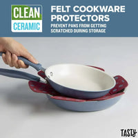 Clean Ceramic 16 Piece Non-Stick Aluminum Cookware Set, Slate Blue