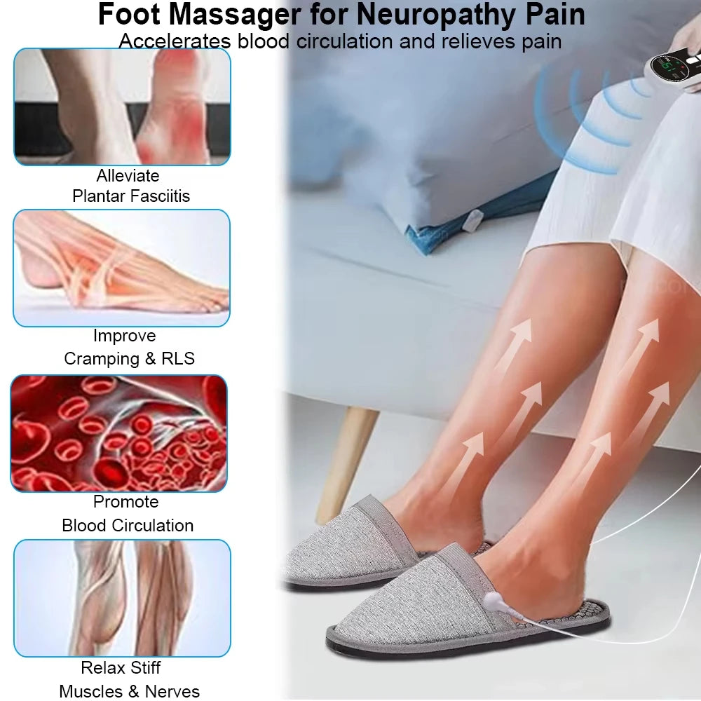 EMS Foot Massager Slippers Electric Feet Massage Shoes with Remote Control Pulse Muscle Stimulator Foot Massager to Relieve Pain