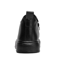 Men's Black Boots Versatile Casual Leather Boots Zipper PU Flat Bottom Casual Walking Shoes Autumn and Winter Men One Foot Shoes