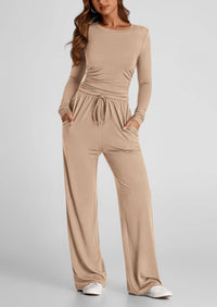 2025 autumn/winter asymmetrical design casual suit women's long sleeved wide leg pants multi occasion sportswear