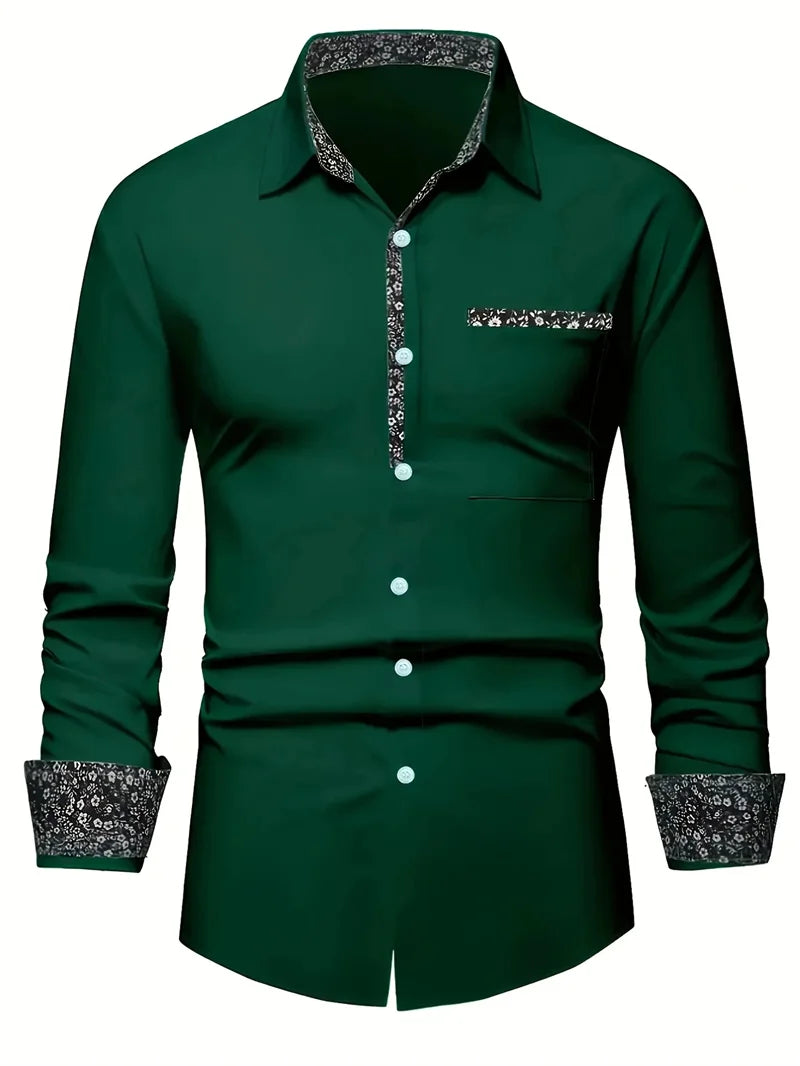 2025 Men's Button Casual Shirt Spring/Summer Printed Long Sleeve Daily Fashionable and Comfortable Top
