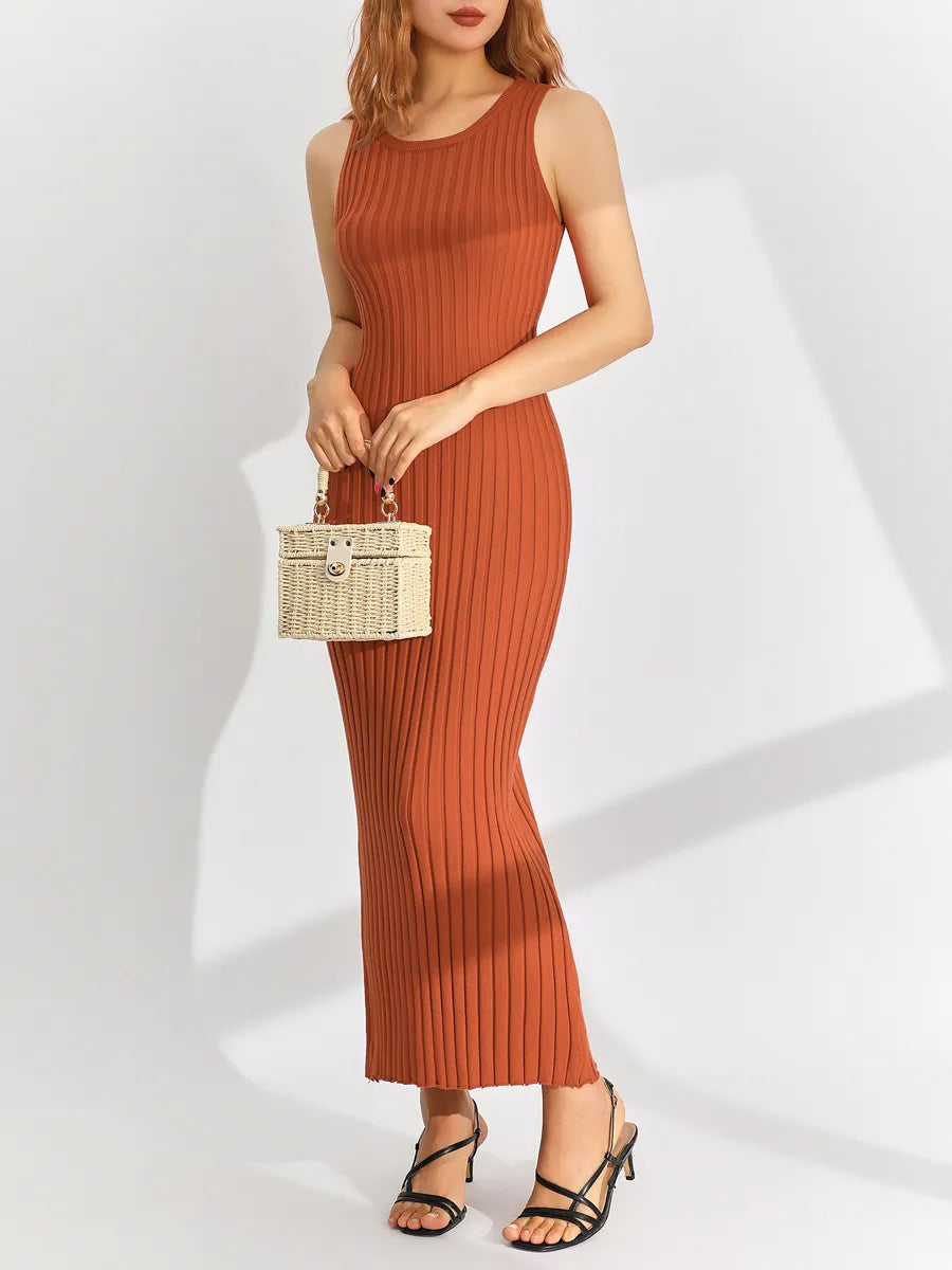 Women Y2k Pleated Ribbed Knit Long Dress Casual Sleeveless Ruched Swing  Dress Elegant Vintage Slim Fit Tank Summer Dress 2000s