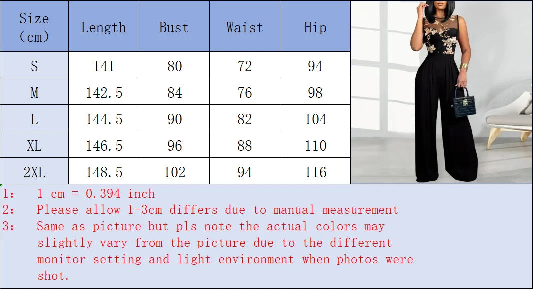 Women's Black Jumpsuit with Sheer Floral Embroidered Top Wide Leg Design Ideal for Evening Galas Cocktail Parties Formal Events