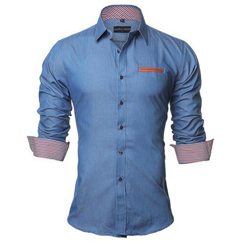 VISADA JAUNA 2019 Men‘s Solid Color Long-Sleeved Shirt  Slim Fit  Fashion Business Casual Male Shirts Big Size 2XL N5040