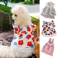 Princess Style Dog Dresses Pet Floral Skirt Cotton Suspender Pet Clothing Mesh Skirt Sweet Dog Clothes for Small Dogs Pet Items