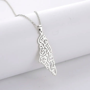 Israel Palestine Map Pendant Necklace For Women Men Arabic African Jamaica Stainless Steel Gold Color Chain Necklaces Jewelry