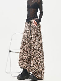 2025 Jeans Leopard Print High-Waisted Loose-Fit Casual Trousers Straight-Leg Long Pants New Style Amazeon European And American