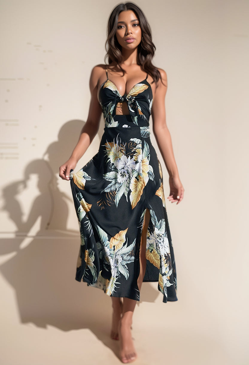 Waist-Tight Silm Summer Florals Printing Decoration Dress