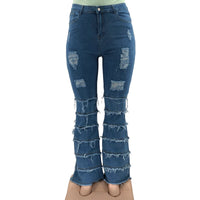 Skinny Jeans Women High Waist Stretch Ripped Denim Pants Hip Fit Leggings Slim Elastic Mom Jean Casual Comfy Trousers