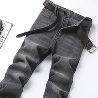 Jeans men straight tube loose 2024 autumn new item business elastic men's versatile casual pants trendy brand long pants men