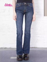 Versatile Women's Jeans Bootcut Pants 90'S Jeans Women Streetwear Hot Girl Slim Trousers Low Waist Zipper Pocket Long Pants