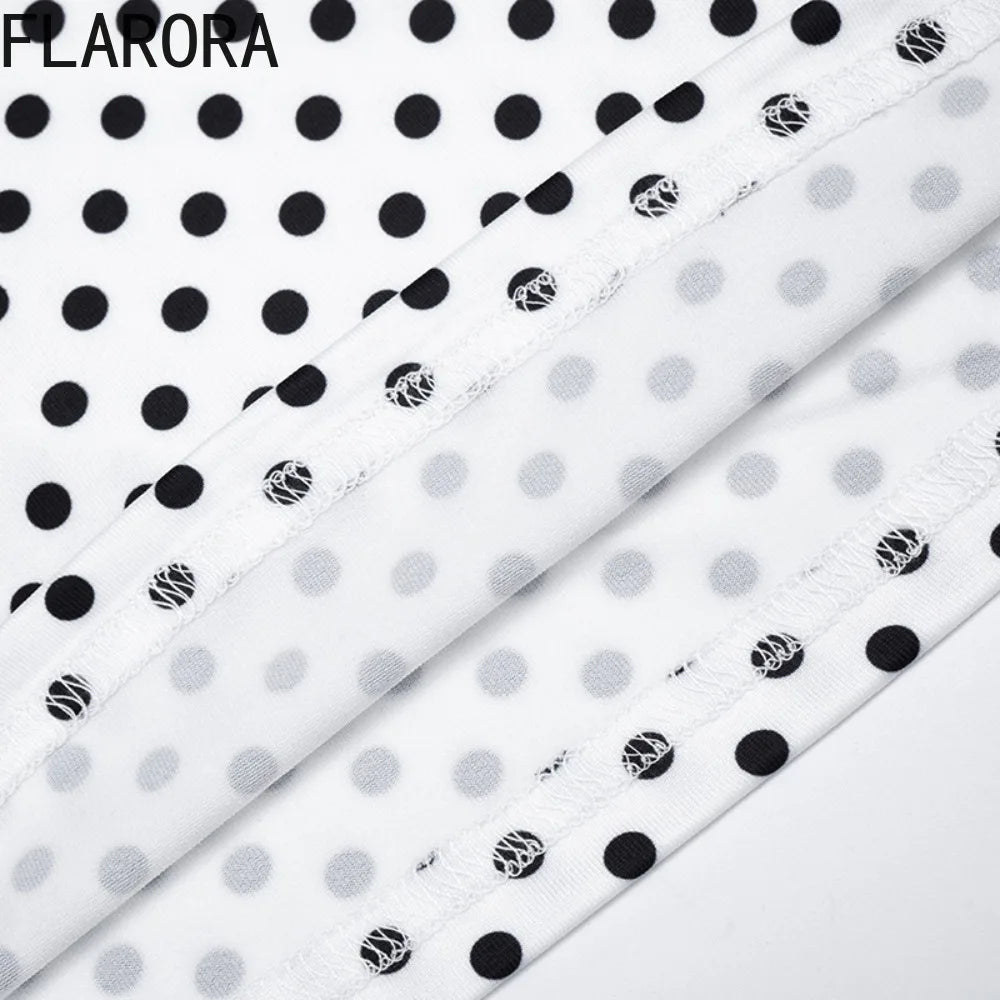 FLARORA Fashion Polka Dot 2 Piece Sets Woman Strapless Crop Tube Tops And Skinny Shorts Outfits Sexy Hottie Street Tracksuits