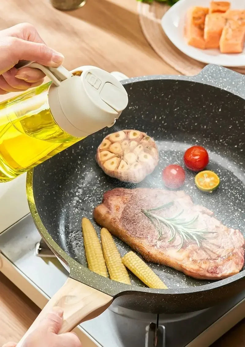 2in1 500ml Plastic Spray Oil Sprayer Bottle Spray Oil Dispenser Oil Jar Cruet BBQ Kitchen Baking Roasting Picnic Kitchen Tool