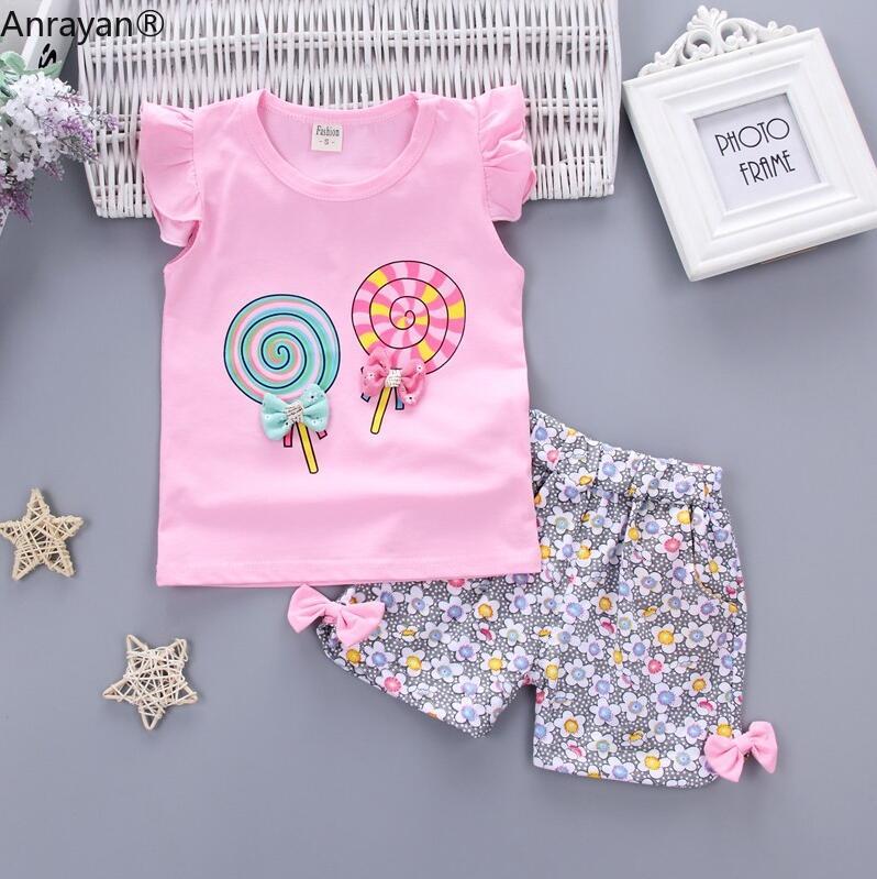 HOT Baby Girls Clothing Outfits Brand Summer Newborn Infant Sleeveless T-shirt Shorts 2pc/Sets Clothes Casual Sports Tracksuits