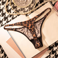 Women Panties Sexy G String Thong Ice Silk Seamless Underwear Leopard T Back Girls Briefs Leopard Underpants Plus Size S-XL