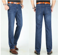 Summer Thin Denim Jeans For Men Straight Loose Stretch Casual Pants Men Blue Black Gray Trousers Mens Jean Clothing Size 40 42