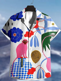Fashion Men's Hawaiian Graphics Shirt Short Sleeved Button Down Lapel Shirt For Summer Oversized Tops  Casual Shirts For Men