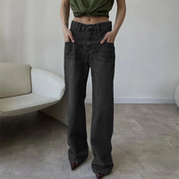 Fashion Spliced High Waist Women Jean Pants Summer High Street Straight Slim Denim Trousers Vintage Loose Female Wide Leg Jeans