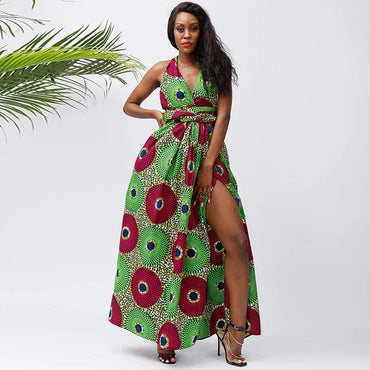 African Dresses For Women Elegant Maxi Dress DIY Sleeve Nigerian Traditional Clothing Ankara Print For Ladies Evening Party